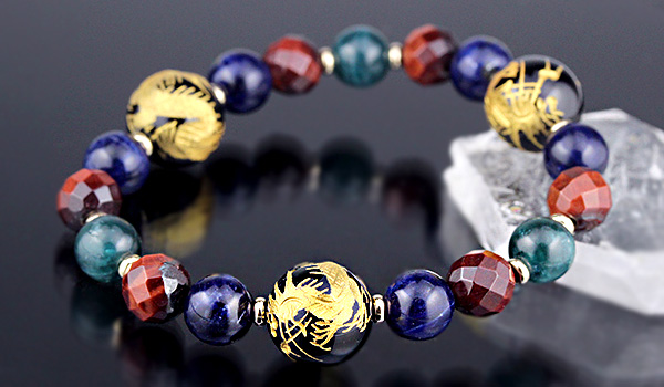 トップ 12mm 青彫皇帝龍水晶 アクアマリン ブルータイガーアイ 天然石パワーストーン